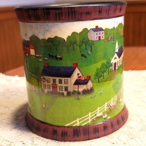 VALERIE PILLOW FOLK ART UTENSIL CROCK
